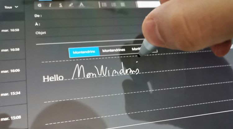 Comment écrire un e-mail avec son stylet sur Windows 10 avec Courrier ?